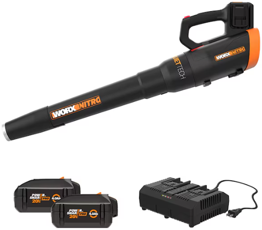 WORX Nitro Power Share Quiet Tech 40-volt 530-CFM 180-MPH Battery Handheld Leaf Blower 4 Ah Battery Deal