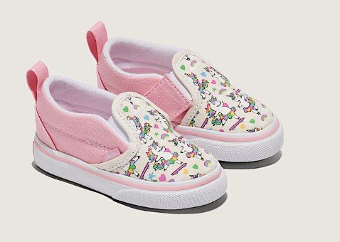 Vans Toddler Girls' Classic Slip-On V Shoe (White/Pink)