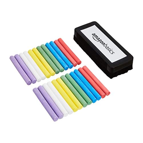 Amazon Basics Dustless Colored Chalk with Eraser, 24 Count Deal