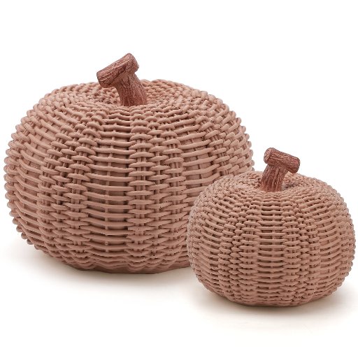 Ayieyill Resin Pumpkin Figurines with Woven Texture 2-Pack