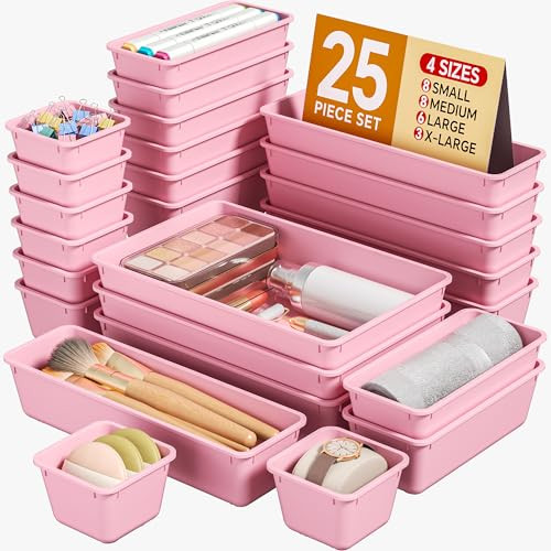25-Piece Plastic Drawer Organizer Set