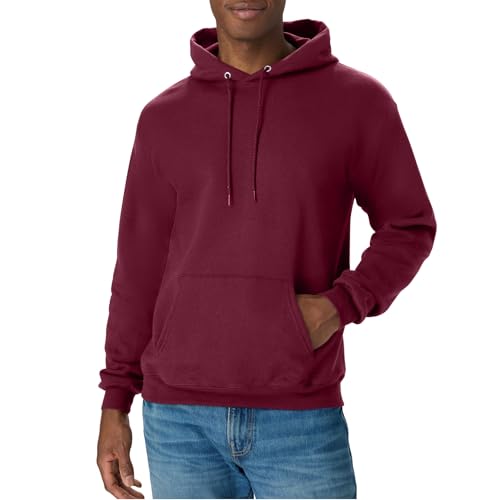 Hanes Men's EcoSmart Fleece Pullover Hooded Sweatshirt Maroon Deal