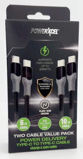 2 Pack USB C Charge Cables 6' & 10' (IN APP EXCLUSIVE)