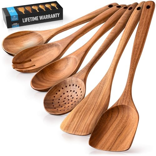Zulay Kitchen 6-Piece Wooden Utensil Set