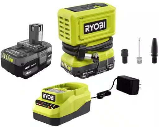 Ryobi ONE+ 18V Cordless High Pressure Inflator with 2.0 Ah Battery, 4.0 Ah Battery, and Charger Deal