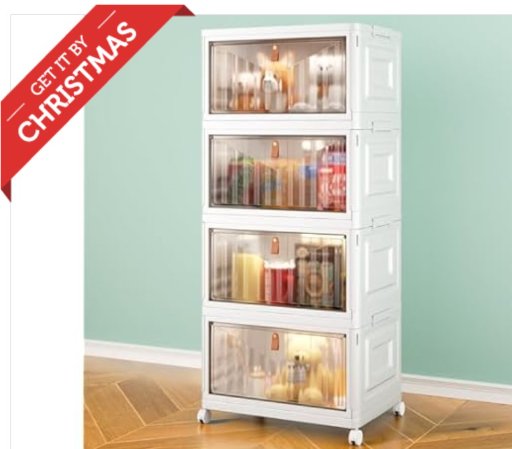 Wise Oannes 4-Tier 23-Quart Stackable Plastic Storage Bins w/ Wheels