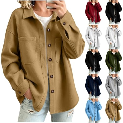 Button down Turn Collar Shirts Overcoat Deal