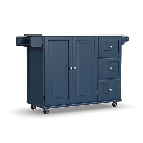 Homestyles Mobile Kitchen Island Cart with Stainless Steel Top (Blue) Deal