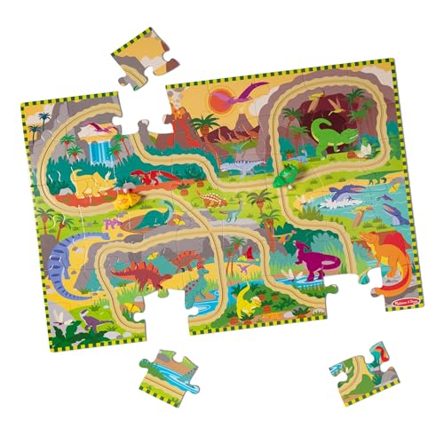 Melissa & Doug Dinosaur Adventure Tracks Cardboard Jigsaw Floor Puzzle 48 Pieces Deal