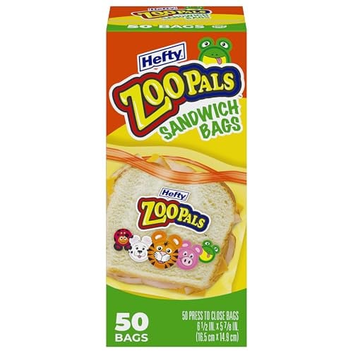 Hefty Zoo Pals Sandwich Bags 2 x 50ct Deal