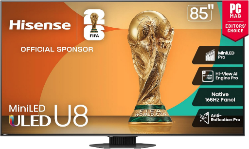 Hisense U8 85" 4K 165Hz MiniLED QLED Smart Google TV
