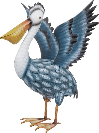 TERESA'S COLLECTIONS 19.7" Metal Pelican Garden Statue, Coastal