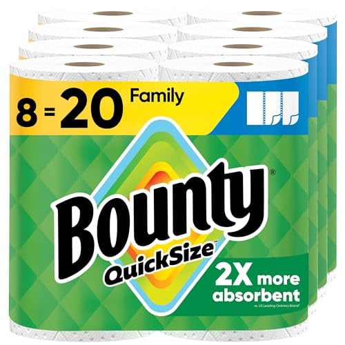 Bounty Quick Size Paper Towels 8-Pack 107-Sheets Family Rolls Deal