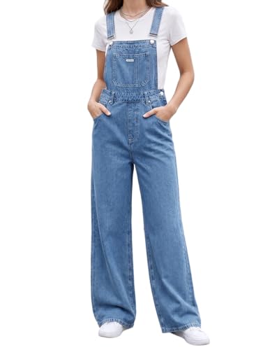 EMMIOL Women's Denim Overalls Baggy Loose Fit Wide Leg Jumpsuit