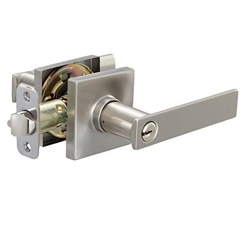 Amazon Basics Contemporary Stamford Door Lever 6-Pack (Satin Nickel)