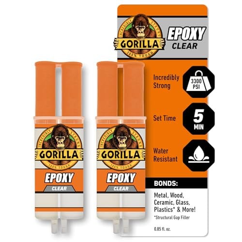 Gorilla 5-Min Epoxy Syringe (2 Pack), Clear, Gap-Filling Adhesive