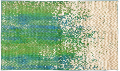 My Magic Carpet 3'x5' Machine Washable Non-Slip Kitchen Entryway Area Rug - Hazel Chevron Teal