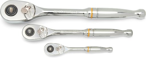 GEARWRENCH 3-Piece 1/4", 3/8” and 1/2" Drive 90-Tooth Quick Release Teardrop Ratchet Set