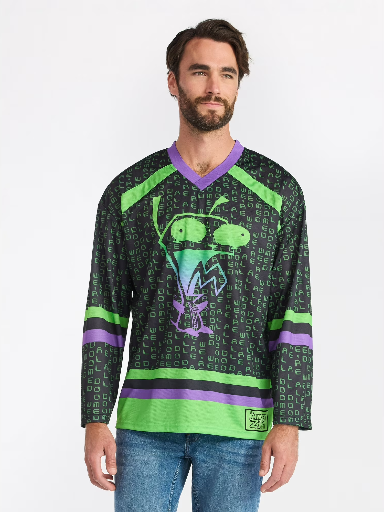 Invader Zim Men's & Big Men's Long Sleeve Graphic Hockey Jersey Deal