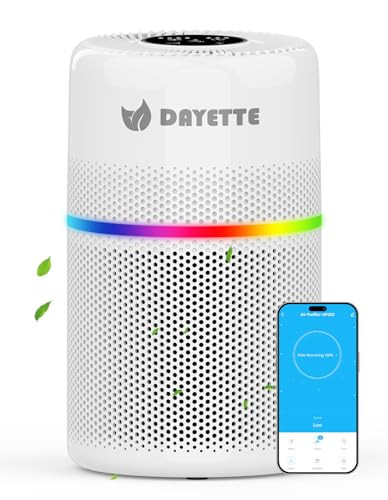 DAYETTE H13 Smart Air Purifier w/ 7 Color Lights & App Control (Up to 1500 Ft)