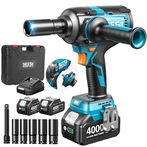 Seesii 1/2" 21V Brushless Cordless Impact Wrench Kit w/ 2x 4.0Ah Batteries