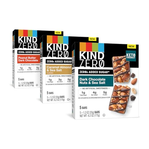 KIND ZERO Added Sugar Bars 15-Pack (Variety Pack)