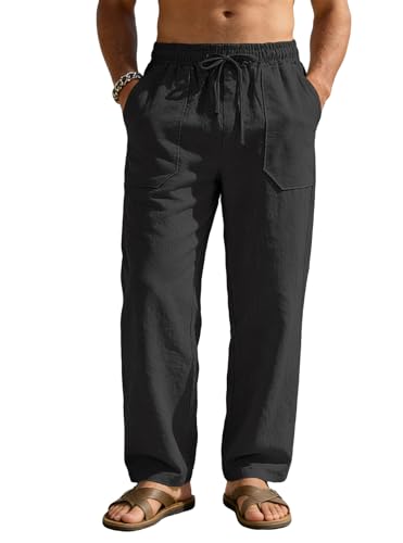 RQP Men's Cotton Linen Drawstring Pants
