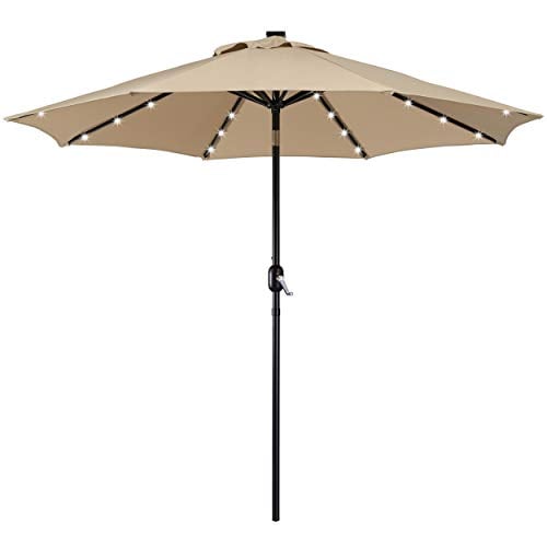 Yaheetech 9' Solar Patio Umbrella w/Push Button Tilt & Crank Deal