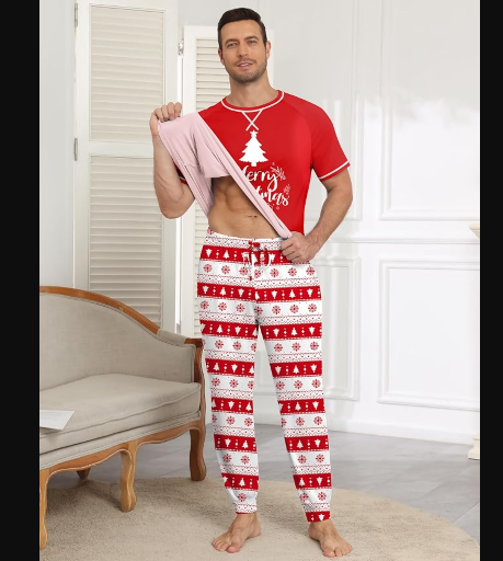 Ekouaer Mens Christmas Pajamas Set 2 Piece