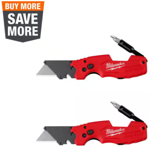 Milwaukee FASTBACK 6-in-1 Folding Utility Knives with General Purpose Blade, 2-Pack