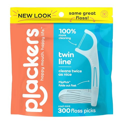 Plackers Micro Line Dental Floss Picks (Fresh Mint) 300-Count