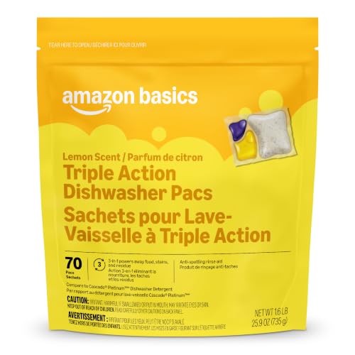 Amazon Basics Triple Action Dishwasher Pacs 70-Count (Lemon Scent) Deal