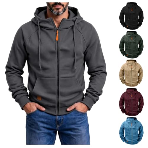 Men's Zip Up Raglan Sleeve Hooded Fleece Jacket Deal