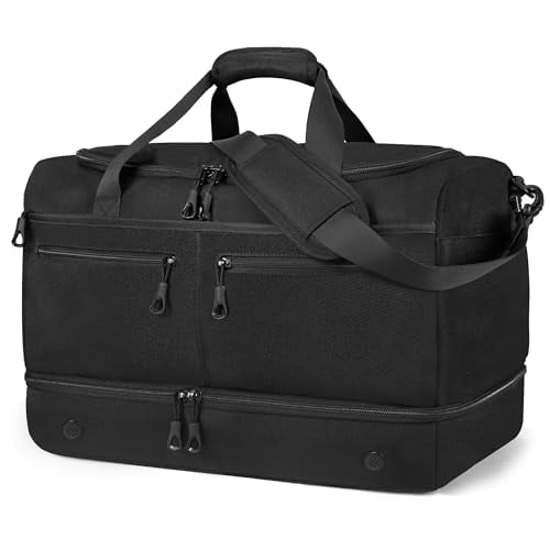 Hilomon 45L Carry-On Duffle Bag w/ Shoe Compartment & Wet-Dry Pocket (Black)