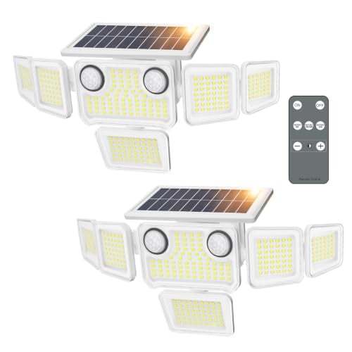 SZPOWER 6000LM Solar Outdoor Lights with Motion Sensors & Remote Control 2-Pack