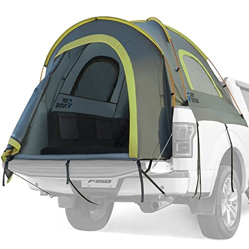 JOYTUTUS Pickup Truck Bed Tent 5' for 2 People w/ Rainfly & Aluminum Poles (Green)