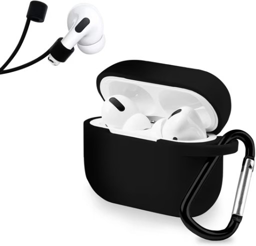 onn AirPods Pro Universal Earbuds Charging Case Cover with Neck Strap and Carabiner