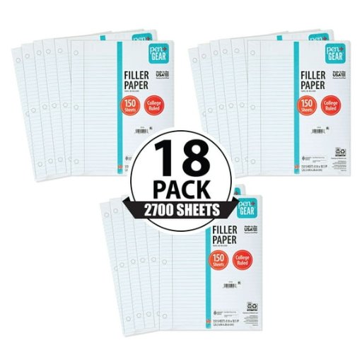 Pen+Gear College Rule Filler Paper 150 Sheets (18 Pack)