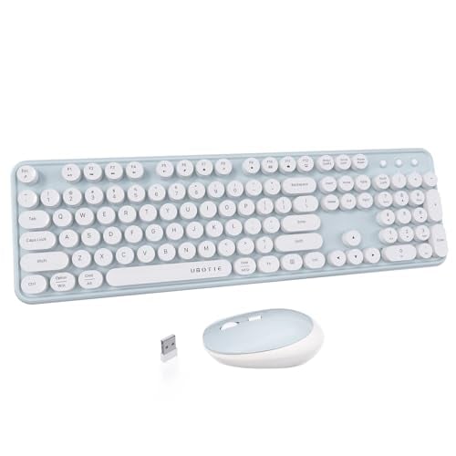 UBOTIE Colorful Wireless Keyboard and Mouse Combo Green-White Deal