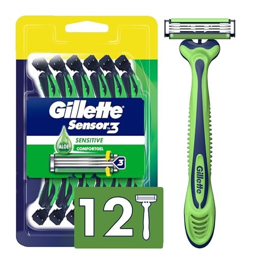 Gillette Sensor3 Sensitive Men's Disposable Shaving Razors 12 Count Deal