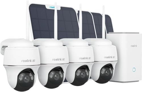 REOLINK 4K Solar Security Camera System with 4 Cameras and 4 Solar Panels