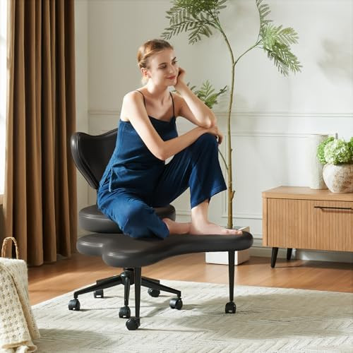 Pinmoco Cross Legged Office Chair (Black, Heart Shaped)