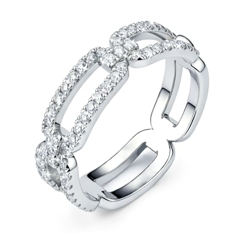 IMOLOVE Square Link Moissanite Ring