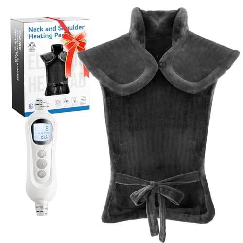 WUGE 24" x 37" Weighted Heating Pad for Neck, Shoulder & Back w/ 6 Heat Settings