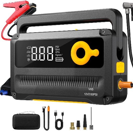 HOMSHADE 26800mAh 6000A Jump Starter with 150PSI Air Compressor Deal