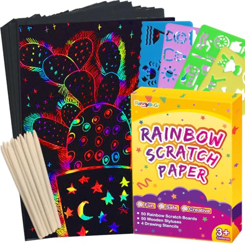 FUNNYB&G Kids' Rainbow Scratch Paper Art Kit 100-Piece