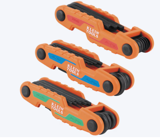 Klein Tools Compact Folding Hex Key Set 25-Key SAE, Metric, TORX 3-Piece