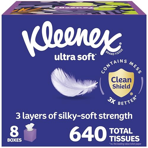Kleenex Ultra Soft Facial Tissues (2 x 8-Pack = 1,280 Tissues)