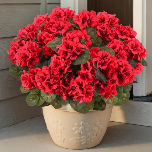 PABREY Artificial Geraniums Flowers 6 Pcs Deal
