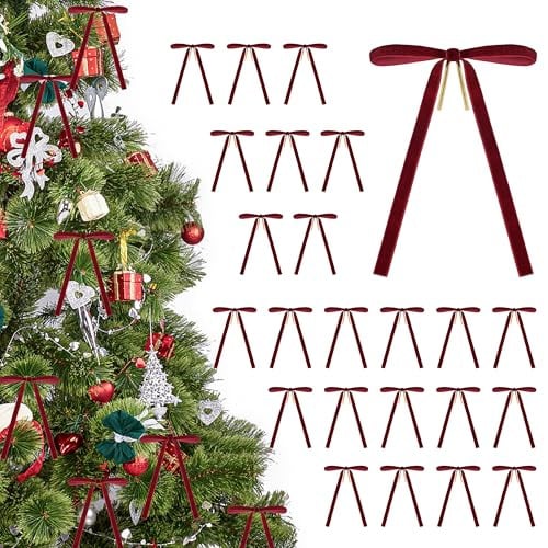 Der Rose 24Pcs Red Velvet Bows